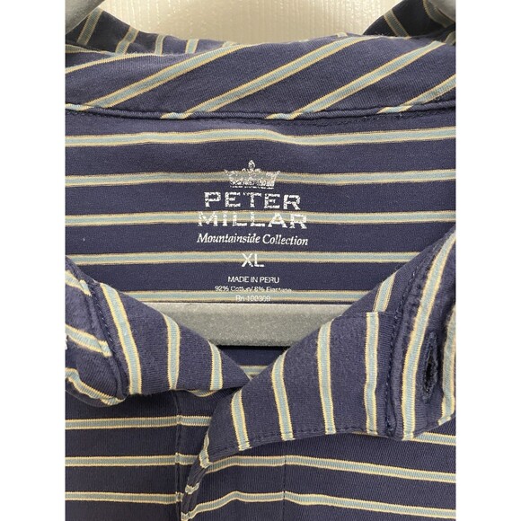 Peter Millar Mountainside Collection Men’s Polo Blue Stripe Golf Size XL - Picture 3 of 4